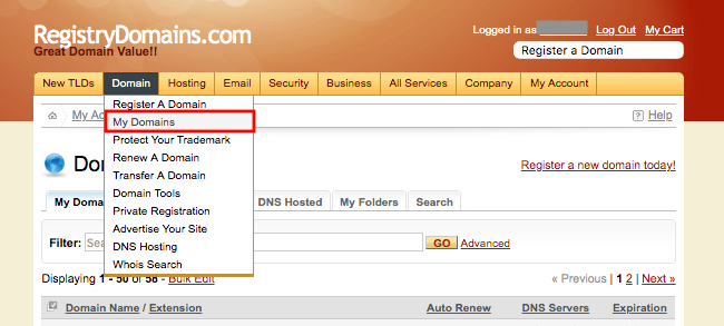 Registrydomains.com Domain Manager